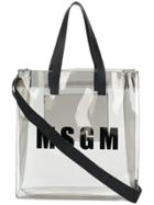 Msgm Sheer Logo Tote - Grey