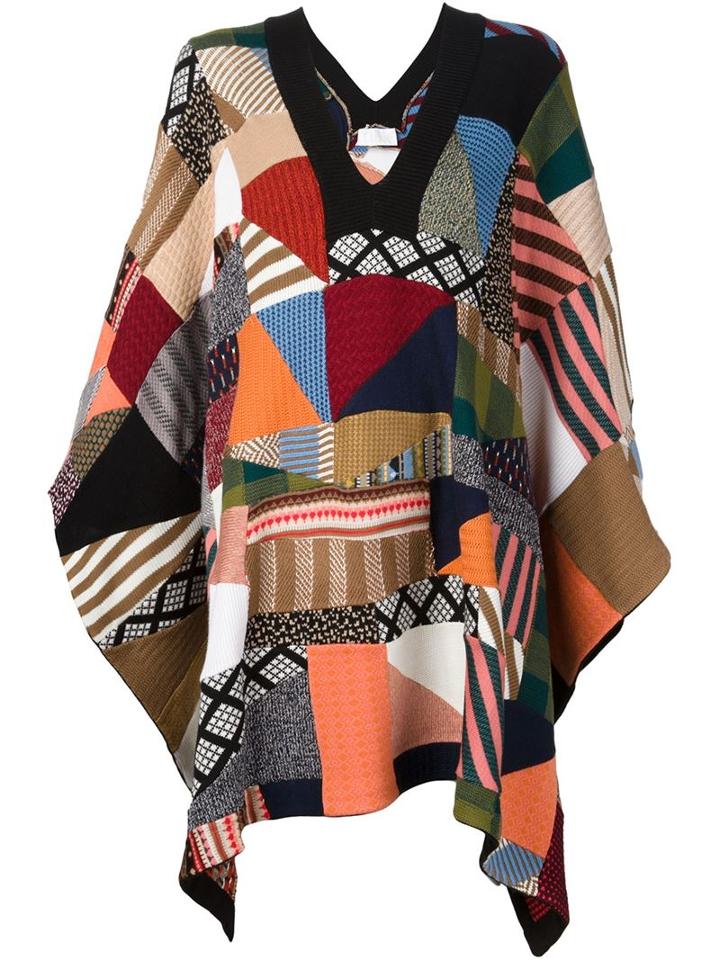 Chloé Patchwork Poncho, Women's, Size: Xs/s, Silk/wool