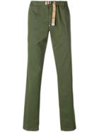 White Sand Buckled Straight Trousers - Green
