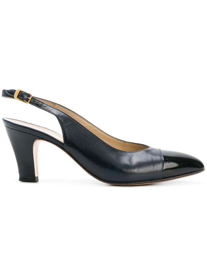 Salvatore Ferragamo Vintage Contrast Toe Slingback Pumps - Blue