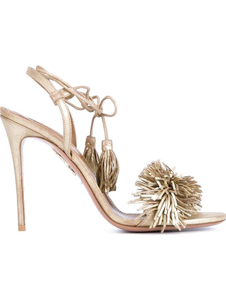 Aquazzura Wild Thing Sandals, Women's, Size: 35.5, Grey, Leather