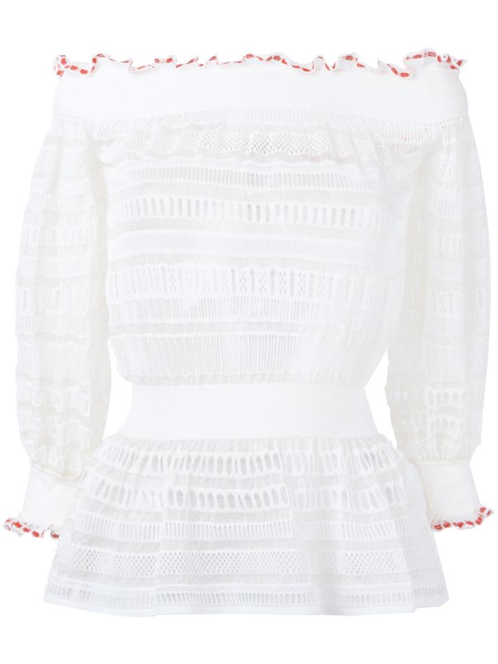 Alexander Mcqueen - Lace Knit Top - Women - Silk/cotton/polyamide - M, Nude/neutrals, Silk/cotton/polyamide