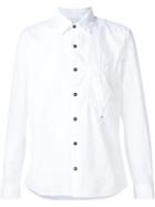 Stone Island Embroidered Detail Button Down Shirt, Men's, Size: Xl, White, Cotton