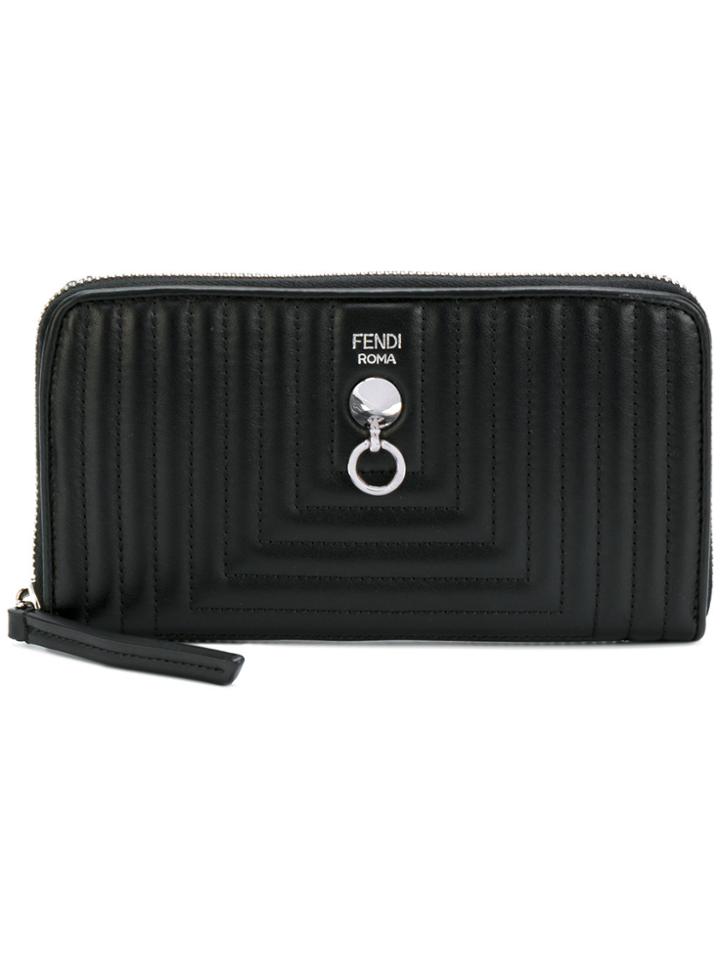 Fendi Quilted Zip-around Wallet - Black