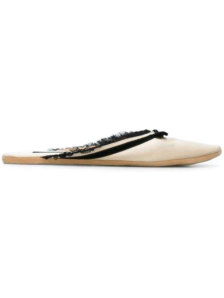 Louis Vuitton Vintage Ruffled Trim Slippers