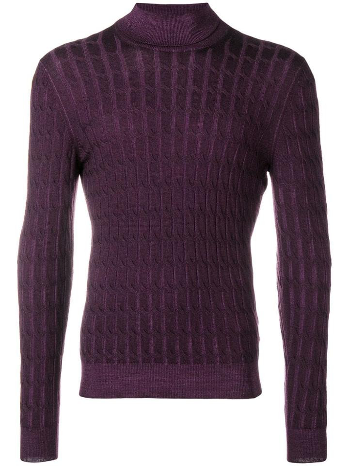 Barba Roll Neck Jumper - Pink & Purple