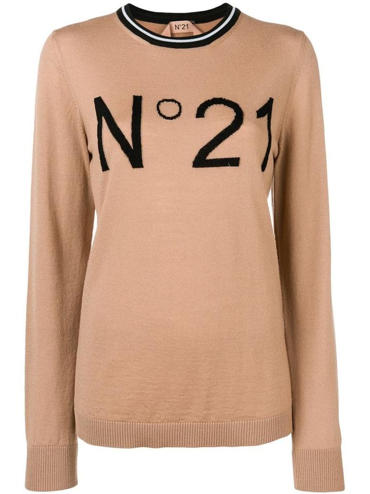 Nº21 Intarsia Logo Jumper - Neutrals