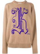 Christopher Kane Logo Detail Knitted Sweater, Women's, Size: Medium, Nude/neutrals, Virgin Wool