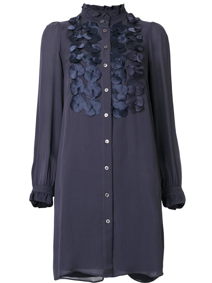 Paul & Joe Flower Applique Shirt Dress - Blue