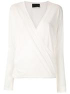 Andrea Bogosian Long Sleveed Wrap Blouse - White
