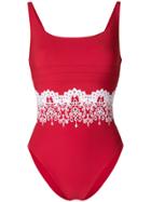 Ermanno Scervino Openwork Embroidered Trim One-piece