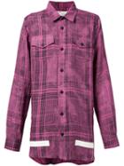 Off-white - Oversize Check Shirt - Men - Linen/flax - M, Pink/purple, Linen/flax