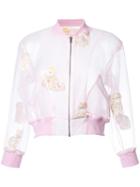 Mikio Sakabe - Embroidered Cat Cropped Jacket - Women - Polyester - M, Pink/purple, Polyester
