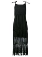 Federica Tosi - Lace Trim Dress - Women - Silk/spandex/elastane/modal - L, Black, Silk/spandex/elastane/modal