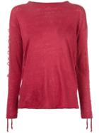 Iro Salim Lace-up T-shirt, Women's, Size: Xs, Pink/purple, Linen/flax