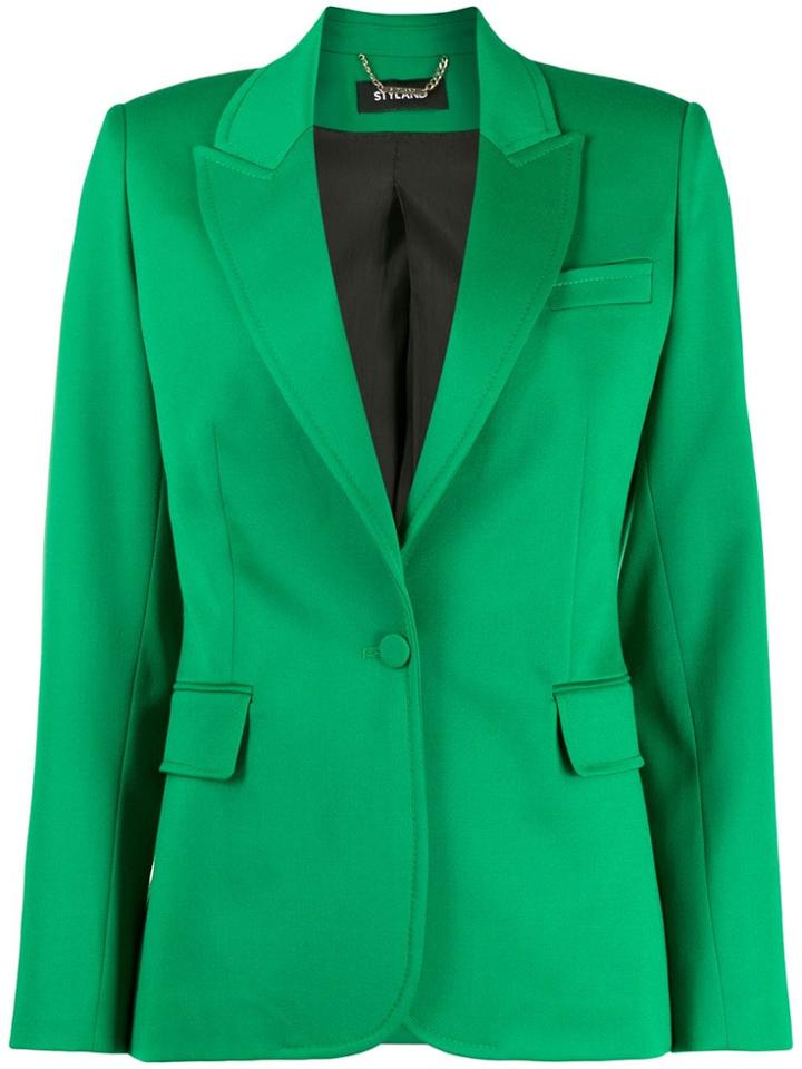 Styland Peaked Lapel Blazer - Green