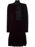 Emanuel Ungaro Vintage Tie Collar Velvet Dress, Women's, Size: 40, Pink/purple