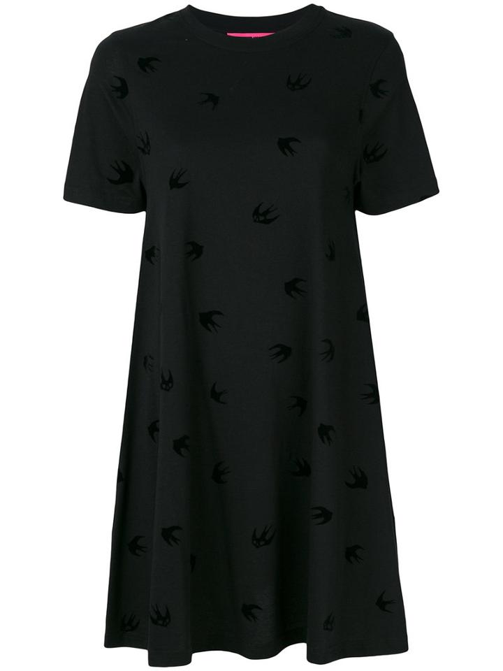 Mcq Alexander Mcqueen - Swallow Print Dress - Women - Cotton - Xs, Black, Cotton