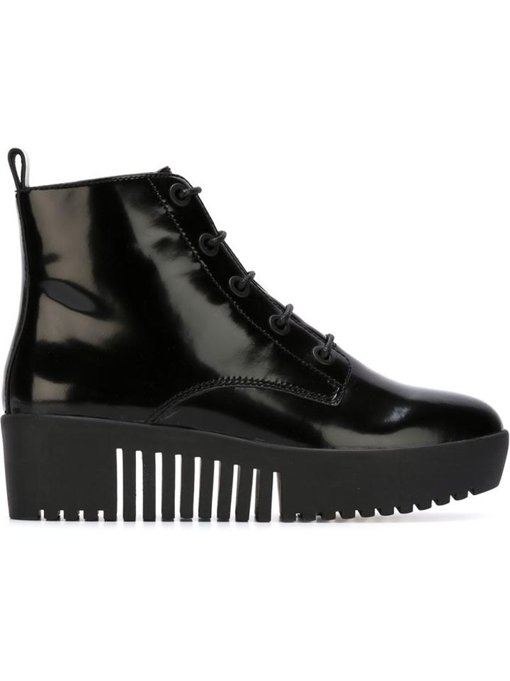 Opening Ceremony Lace-up Platform Boots, Women's, Size: 40, Black, Leather/rubber