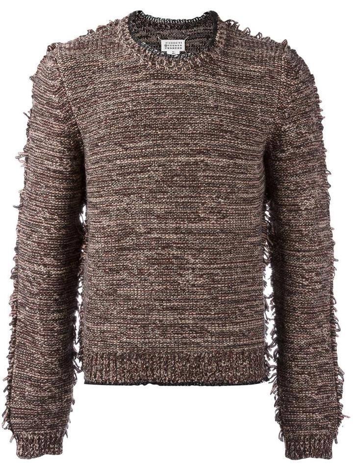 Maison Margiela Raw Edge Knitted Sweater, Men's, Size: Large, Red, Cotton/polyamide/viscose/wool