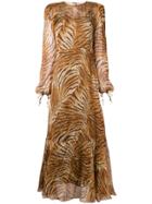 Twin-set Sheer Tiger Print Dress - Brown