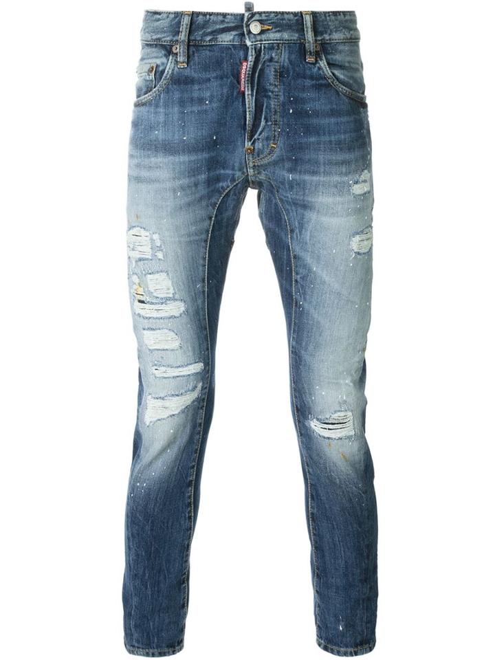 Dsquared2 Tidy Biker Jeans, Men's, Size: 46, Blue, Cotton/polyester