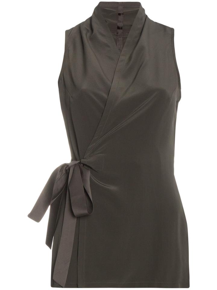 Rick Owens Silk Sleeveless Wrap Blouse - Green