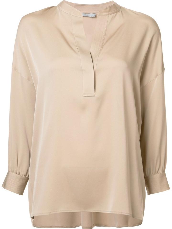 Vince Mandarin Neck Shirt, Women's, Size: Xs, Nude/neutrals, Acetate/silk/spandex/elastane