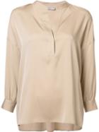 Vince Mandarin Neck Shirt, Women's, Size: Xs, Nude/neutrals, Acetate/silk/spandex/elastane