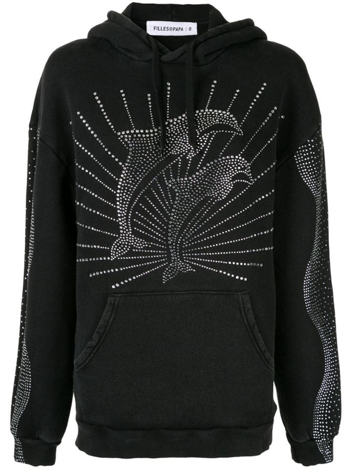 Filles A Papa Dolphin Rhinestone Hoodie - Black