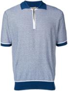 Canali Contrast Trim Polo Shirt - Blue
