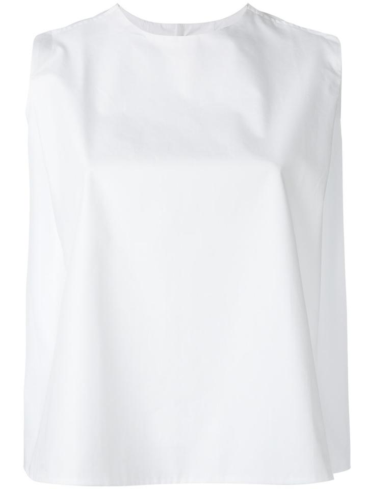 Maison Kitsuné Flared Crop Blouse, Women's, Size: 36, White, Cotton