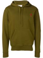 Ami Paris Hoodie With Red Heart Patch - Green