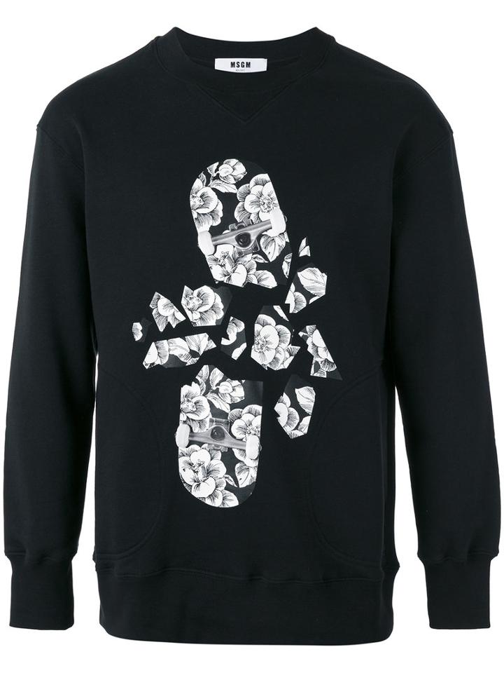 Msgm Skateboard Print Sweatshirt, Men's, Size: Small, Black, Cotton