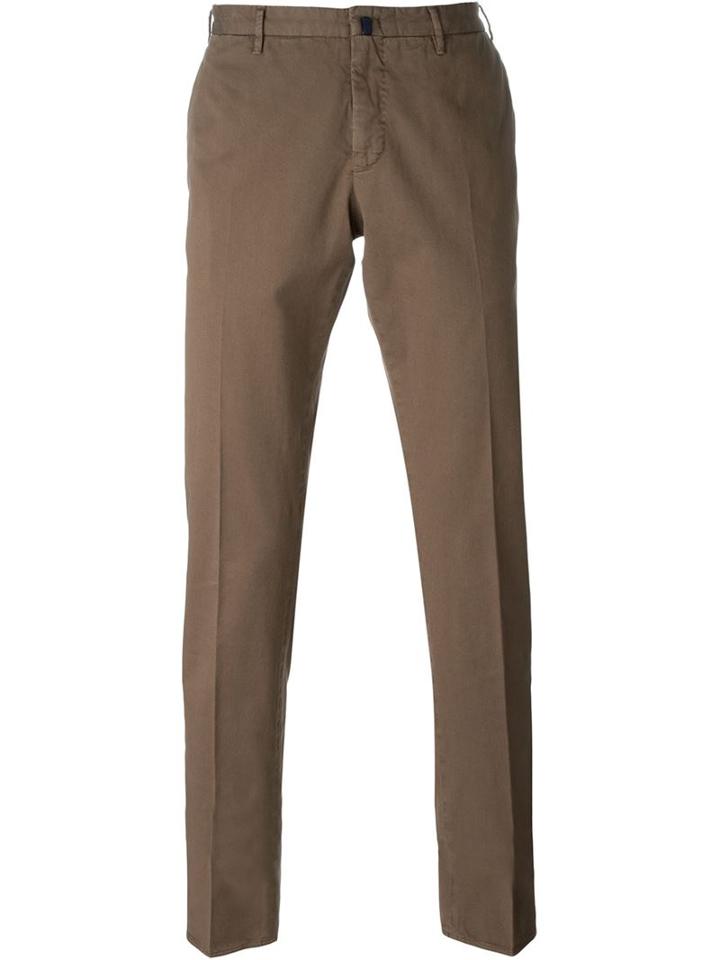 Incotex Chino Trousers, Men's, Size: 48, Brown, Cotton/spandex/elastane
