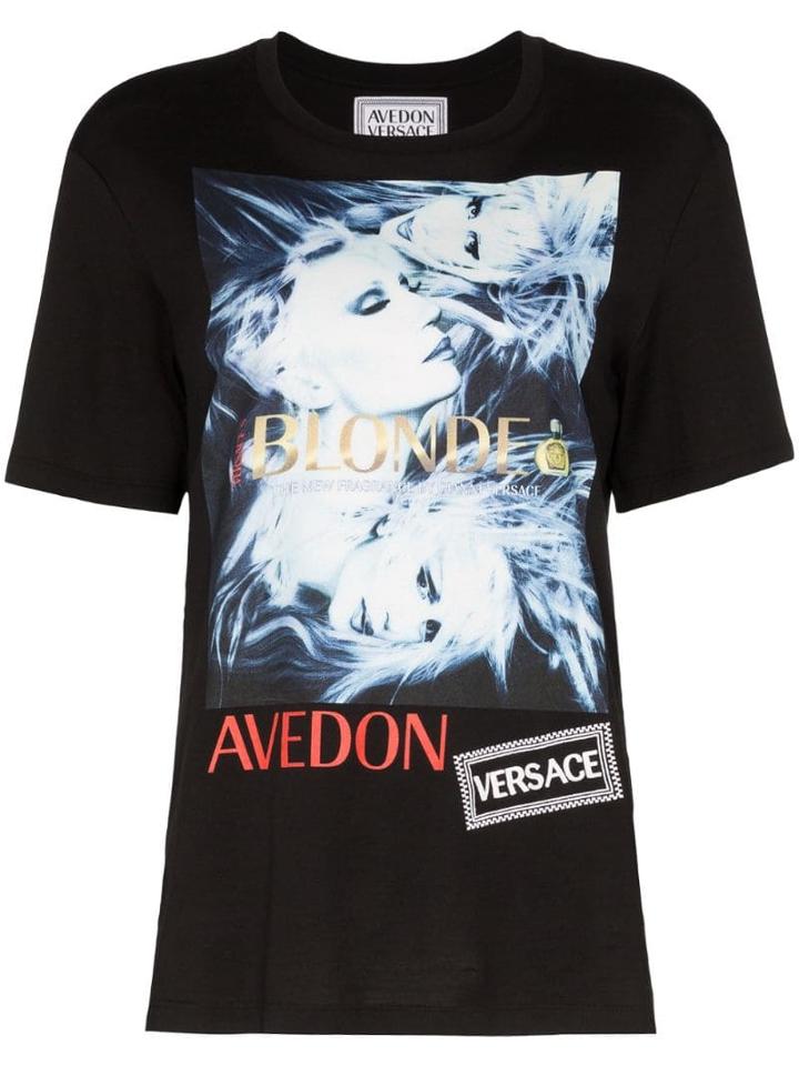 Versace Donatella Graphic Print T-shirt - Black