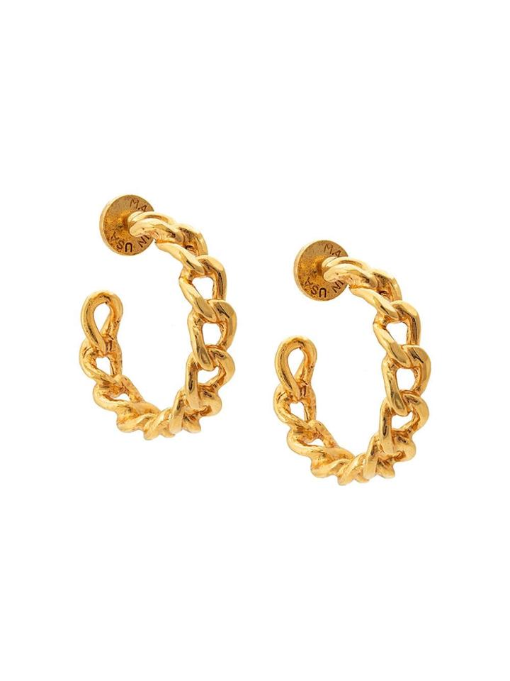 Oscar De La Renta Chain Hoop Earrings - Gold
