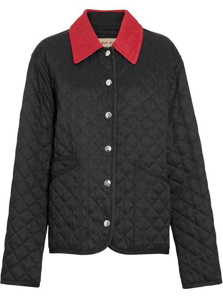 Burberry Diamond Quilted Barn Jacket - Black