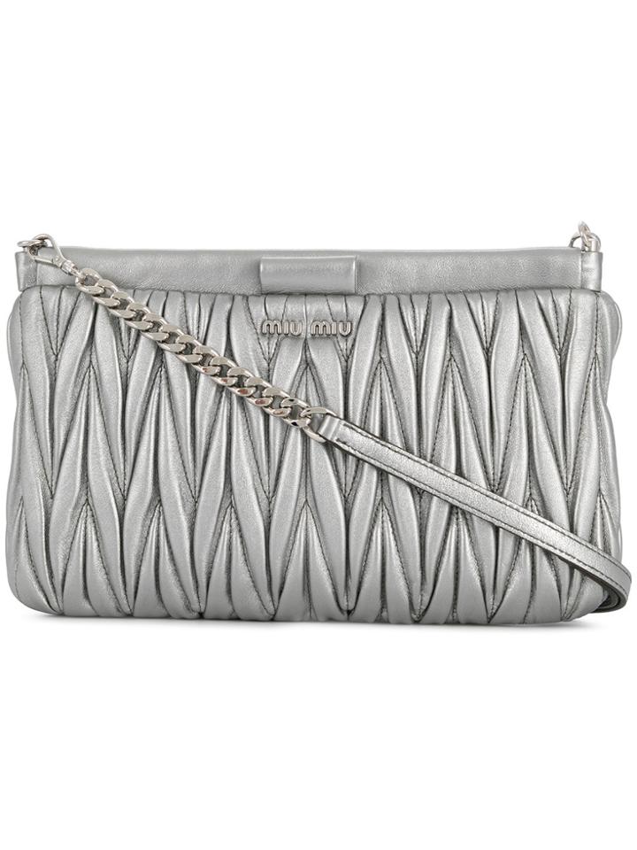 Miu Miu Matelassé Clutch - Metallic