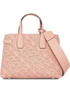 Burberry The Small Banner In Perforated Logo Leather - Pink & Purple