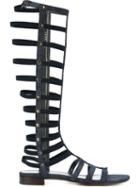 Stuart Weitzman Gladiator Sandals, Women's, Size: 36, Blue, Cotton/nappa Leather/leather