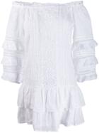 Temptation Positano Embroidered Shift Mini Dress - White