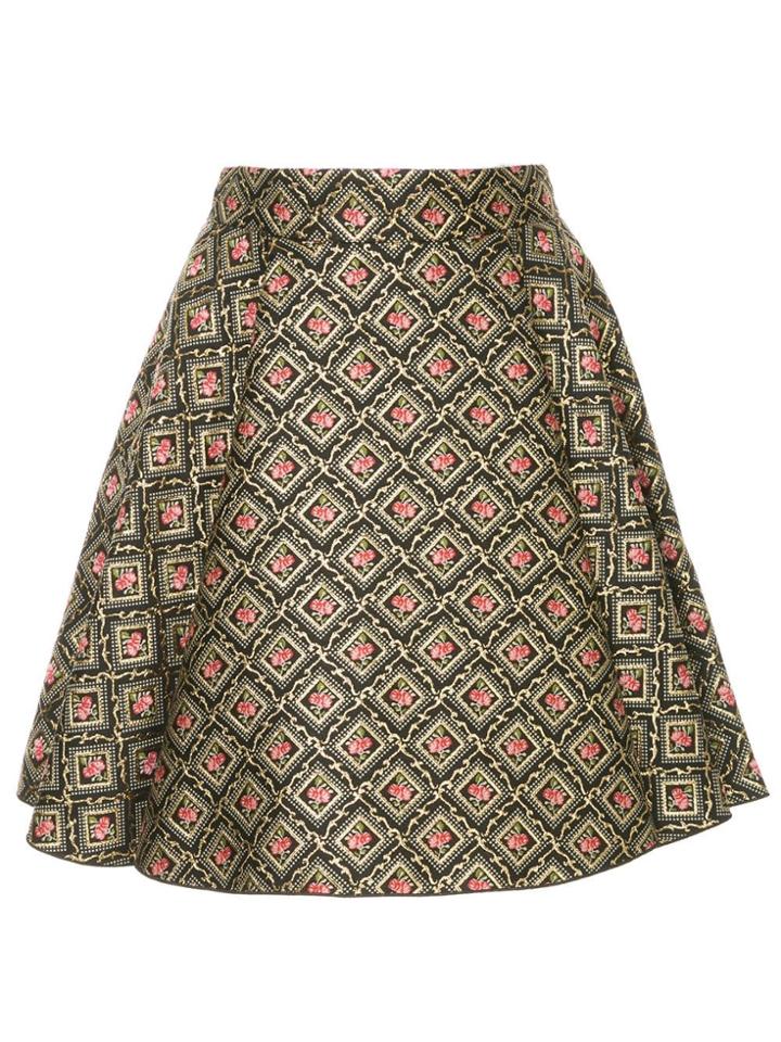 Dolce & Gabbana Rose Embroidered A-line Skirt - Black