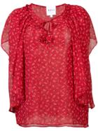 Misa Los Angeles Floral Print Ruffle Blouse - Red