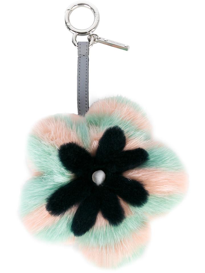 Fendi Flower Pom Pom Bag Charm - Green