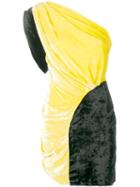 Attico One Shoulder Velvet Mini Dress - Yellow