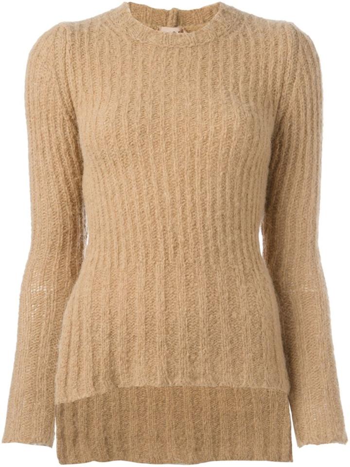 No21 Side Slit Jumper, Women's, Size: 38, Nude/neutrals, Polyamide/llama/wool/alpaca