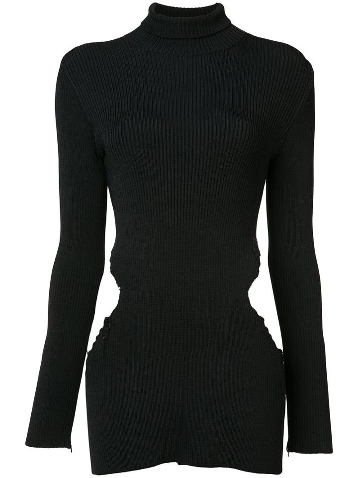 Yang Li - Cut-out Jumper - Women - Elastodiene/polyester/viscose - 40, Women's, Black, Elastodiene/polyester/viscose