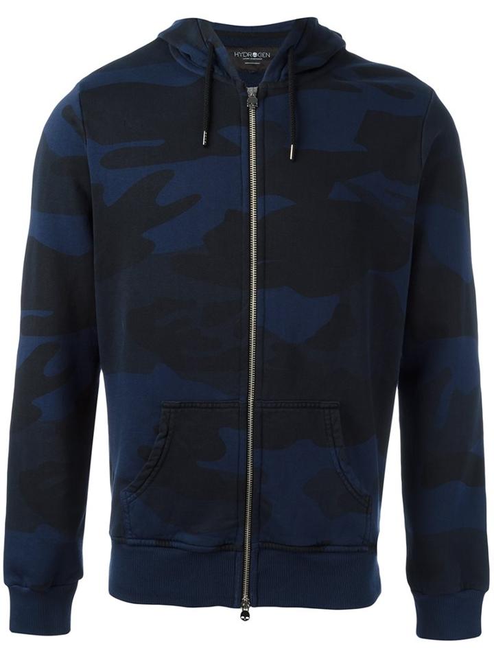 Hydrogen Camouflage Zip Up Hoodie, Men's, Size: Large, Blue, Cotton