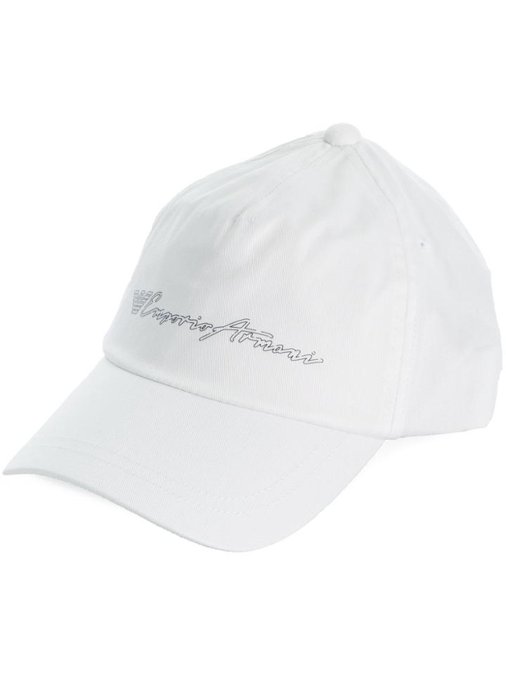 Emporio Armani Logo Printed Baseball Cap - White
